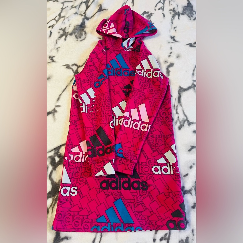 Adidas Essentials Brand Love Print Women’s Hooded Dress/Tunic - Size Medium